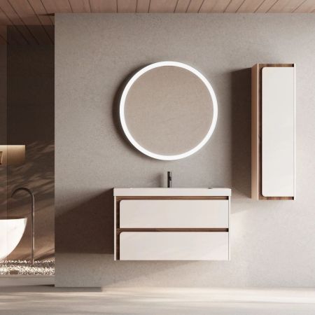 Комплект мебели Visobath Indico, 1000 мм, цвет бежевый матовый лак (Cotton-Valenti), артикул 76819/Cotton/In