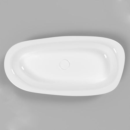 Умывальник WHITECROSS Moonstone E 70x35 (черный/белый глянец) иск. камень, артикул 0731.070035.10100