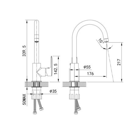 Смеситель для кухни IDDIS Cuba с каналом для фильтрованной воды, сатин (CUBBNFJi05), артикул CUBBNFJi05