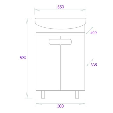 Тумба Onika Харпер 55 напольная, белая глянцевая (ум. Carina 55)