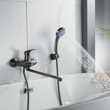 Смеситель для ванны Shevanik S5022T, оружейная сталь