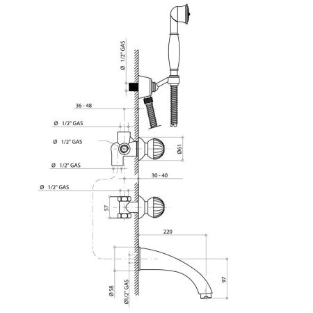 Bongio Radiant Смеситель для ванны, цвет хром, артикул 02530CR0D