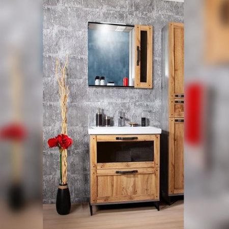 Комплект мебели для ванной Бриклаер ЛОФТ 60, метрополитен грей, артикул ЛОФТ 60