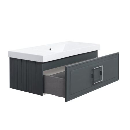 Тумба под раковину подвесная La Fenice Cubo FNC-01-CUB-G-100, серо-зеленая, артикул FNC-01-CUB-G-100