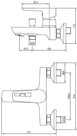 Смеситель для ванны с душем Aquanet Logic AF320-20С, артикул AF320-20С