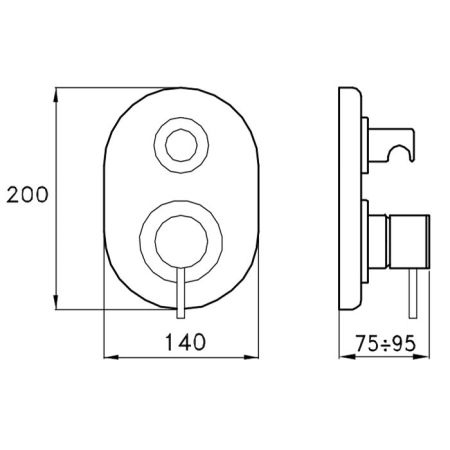 Stella Lucilla Внешняя часть встраиваемого смесителя для ванны/душа 3254MC с авт.переключателем, цвет: хром, артикул LL 01405 CR00