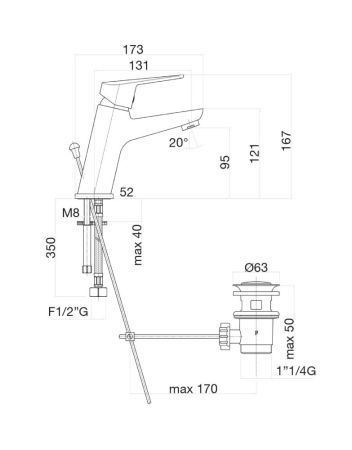 Смеситель для раковины Fiore KYRO 86CR8110, хром, артикул 86CR8110