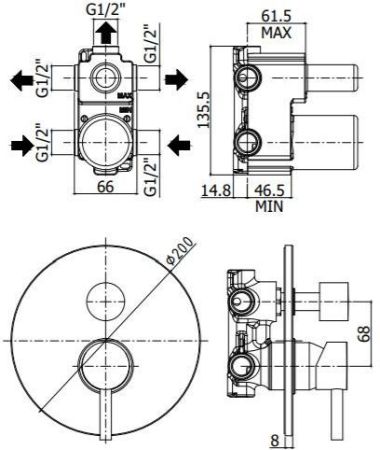 Смеситель для ванны Paffoni Stick SK018CR хром (с внутренней частью), артикул SK018CR