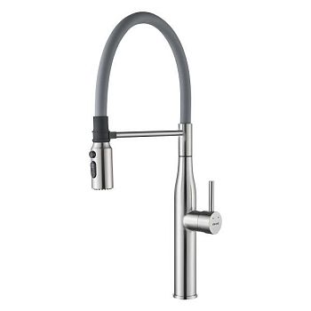 Смеситель для кухни с гибким изливом и режимом "душ" Shevanik S123L-9, сатин