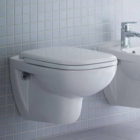 Унитаз, Duravit, D-Code, традиционный (с закрытым смывным краем), тип установки-подвесной, ширина, мм-350, глубина, мм-480, высота, мм-340, форма чаши-прямоугольная, выпуск-горизонтальный, без декора, материал-керамика, сиденье-в комплект не входит (приоб, артикул 22110900002