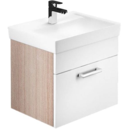 Тумба с раковиной Iddis Mirro 50 подвесная Белая Светлое дерево