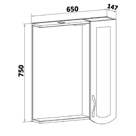 Зеркальный шкаф Runo правый Неаполь 65 (00-00001030), артикул 00-00001030