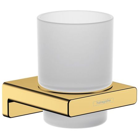 Стакан, Hansgrohe, AddStoris, одинарный, ширина, мм-81, глубина, мм-91, высота, мм-94, настенный, материал стакана-стекло матовое, материал держателя-металл, цвет держателя-полированное золото, артикул 41749990