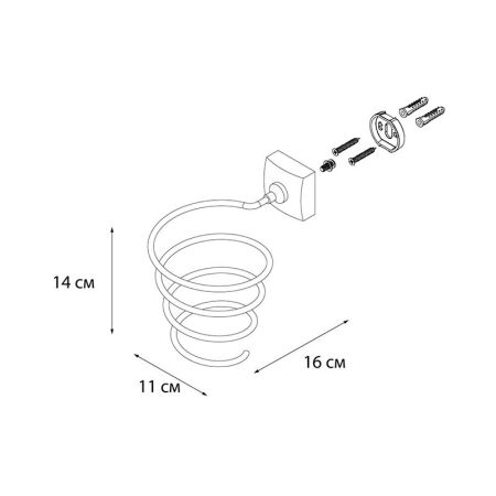 Держатель фена FIXSEN KVADRO FX-61319B, хром, артикул FX-61319B