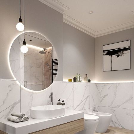 Зеркало, Laufen, Frame25, ширина, мм-550, глубина, мм-23, высота, мм-550, тип установки-настенный, подсветка-есть, тип освещения-LED, артикул 4.4743.1.900.144.1