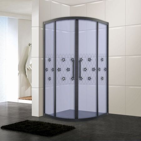 Душевой уголок Cerutti SPA Diva 100х100 профиль Черный стекло тонированное с рисунком, артикул 7007