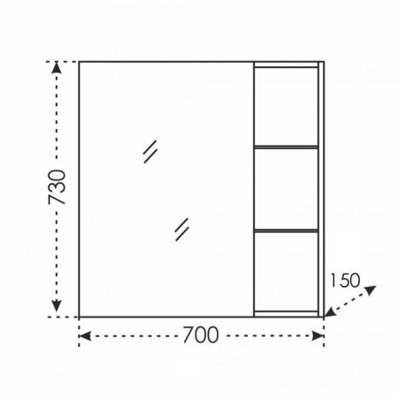 Универсальный зеркальный шкаф "Дублин 70" л/пр, артикул 123005