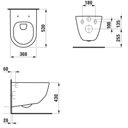 LAUFEN PRO комплект: подвесной унитаз Rim + сиденье с механизмом мягкого закрывания, белый, артикул 8.6695.7.000.000.1 (8.2096.6.000.000.1 + 8.9896.6)