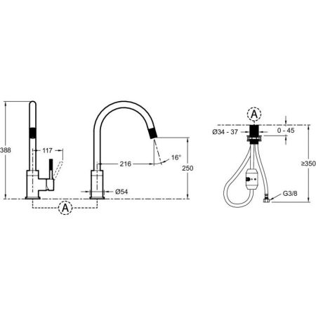 E23309-CP смеситель для кухни EDGAR выдвижный излив (хром), артикул E23309-CP