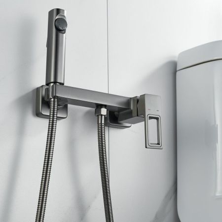 Гигиенический душ со смесителем Raffine F0596T-1, оружейная сталь