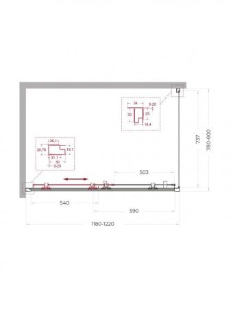 UNO-195-AH-1-110/80-C-NERO Душевой уголок, артикул UNO-195-AH-1-110/80-C-NERO