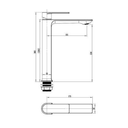 Смеситель для раковины высокий Voda NV25MRG, розовое золото