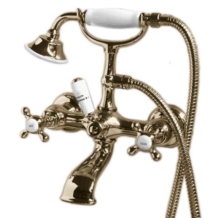 Devon&Devon Austin Смеситель для ванны настенный  с лейкой и шлангом, цвет светлое золото, артикул UTAU933
