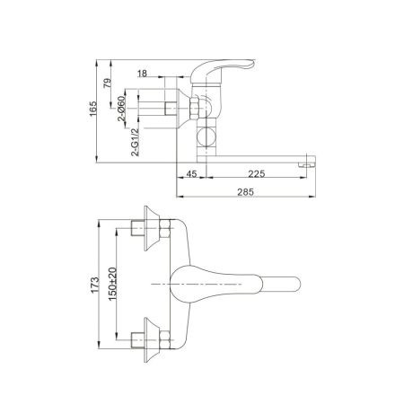Смеситель для ванны OLISAN PROFI PF15102, хром