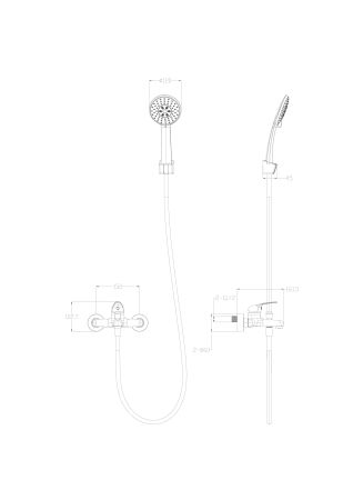 Смеситель для ванны с душем WONZON & WOGHAND, Черный матовый (WW-4530-MB), артикул WW-4530-MB