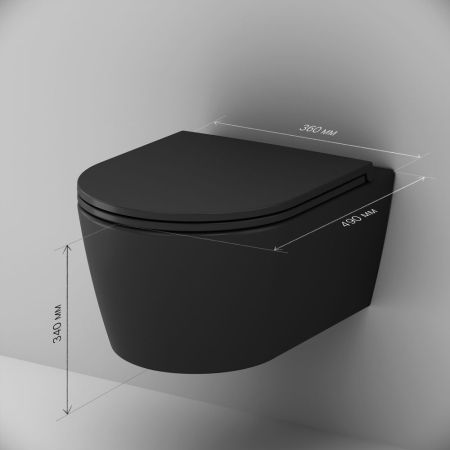 C8F1700MBSC Func подвесной унитаз 49 см FlashClean с сиденьем микролифт, черн мат, артикул C8F1700MBSC