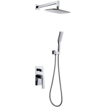Смеситель встроенный + верхний душ + ручной душ ХРОМ, артикул 374