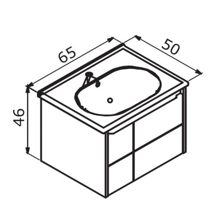 Тумба с раковиной ORKA Likya 65 подвесная, антрацит матовый, артикул 5002493