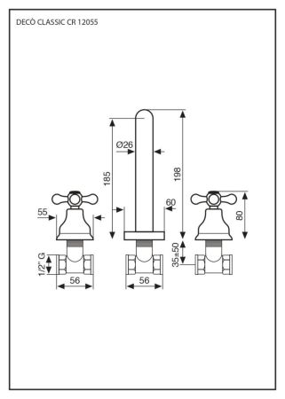 Emmevi Deco Classic, смеситель настенный для кухни, цвет хром-золото