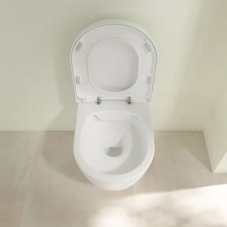 Унитаз, Villeroy&Boch, Avento, безободковый (с открытым смывным краем), тип установки-подвесной, ширина, мм-370, глубина, мм-530, высота, мм-310, форма чаши-овальная, выпуск-горизонтальный, материал-керамика, сиденье-в комплекте, цвет-альпийский белый, с  Унитаз, Villeroy&Boch, Avento, безободковый (с открытым смывным краем), тип установки-подвесной, ширина, мм-370, глубина, мм-530, высота, мм-310, форма чаши-овальная, выпуск-горизонтальный, материал-керамика, сиденье-в комплекте, цвет-альпийский белый, с