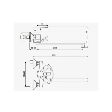 Смеситель для ванны D-Lin D146405-5, хром, артикул D146405-5