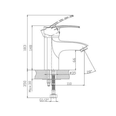 Смеситель для раковины Cron CN1070, хром