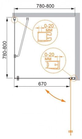 Душевой уголок CEZARES ELENA A-1, артикул ELENA-W-A-1-80-P-Cr-L