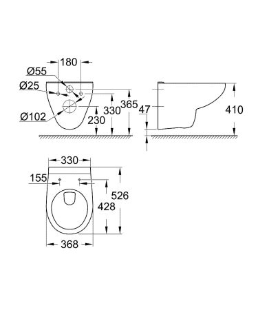 Унитаз подвесной GROHE Bau Ceramic, альпин-белый (39491000)
