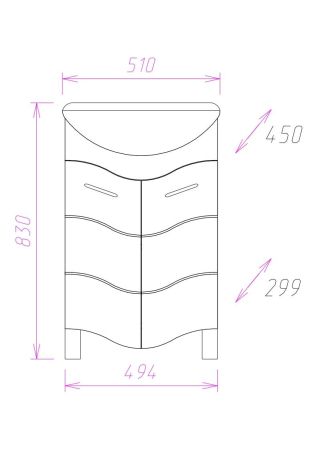 Тумба Onika Лайн 50 напольная, белая (ум. Уют 50), артикул 105007