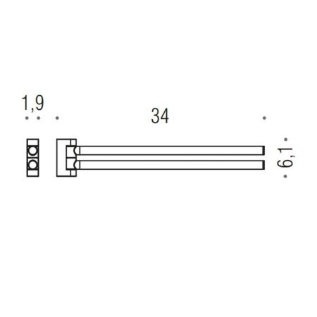 Colombo Mini Двойной держатель полотенца 34*6,1cм , цвет: PVD золото матовое, артикул B4012.OM
