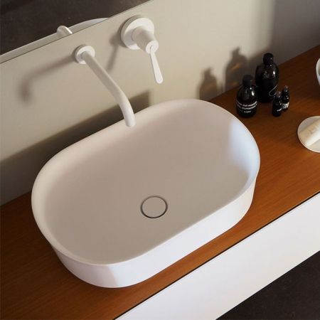 Agape Immersion Раковина накладная овальная 60x40x17 см, без отв., цвет: белый