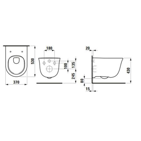 Laufen New Classic Унитаз подвесной безободковый 530х370х430 мм, цвет белый LCC, с покрытием  LAUFEN Clean Coat