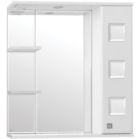 Зеркальный шкаф Style Line Крокус 75 С с подсветкой Белый глянец Зеркальный шкаф Style Line Крокус 75 С с подсветкой Белый глянец