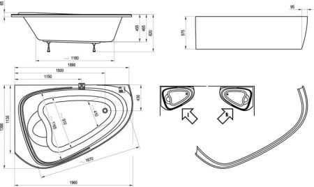 Акриловая ванна Ravak LoveStory II 196x114 180 L, артикул C751000000
