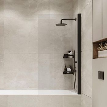 Шторка на ванну распашная Terminus Ното 150х70, черный