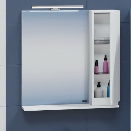 Зеркальный шкаф Санта Марс 70 см, 700283, с подсветкой, белый