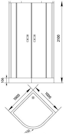 Душевой уголок Aquanet Alfa NAA2142 100x100, R550, прозрачное стекло, артикул NAA2142