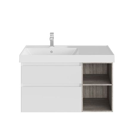 Тумба CUBO левая подвесная с ящиками 90, белая матовая, артикул CUB.90Lh\WHT.M