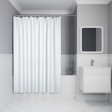 Штора для ванной, 200х180 см, Полиэстер, белый IDDIS (DL01P18i11), артикул DL01P18i11