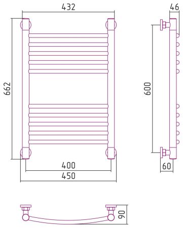 Полотенцесушитель водяной "Богема+" 600х400 (Матовая Шампань), артикул 022-0221-6040